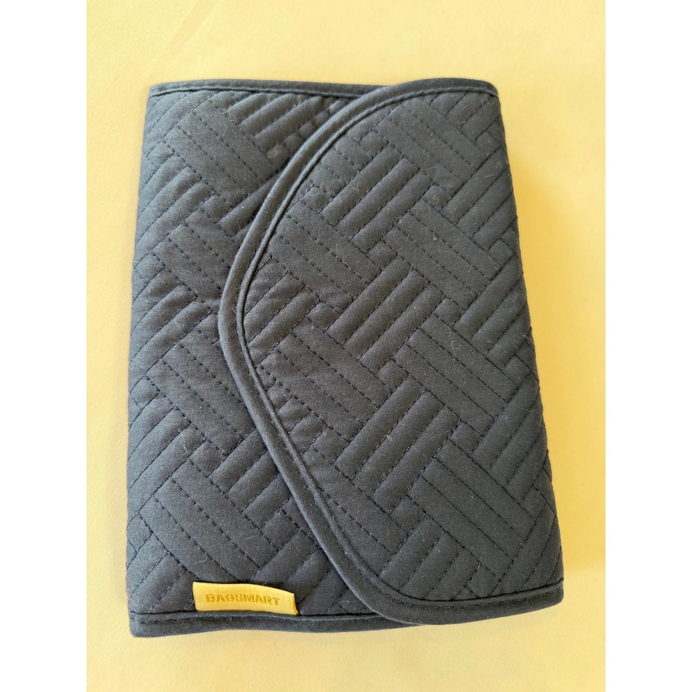 Bagsmart Travel Jewelry Organizer Quilted Navy Blue Folding Case‎ Storage